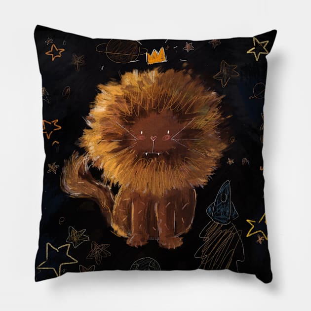 Lion Artwork Pillow by Sorcha Cartoons