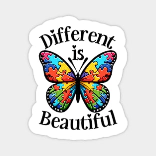 Different Is Beautiful Autism Awareness Butterfly Magnet