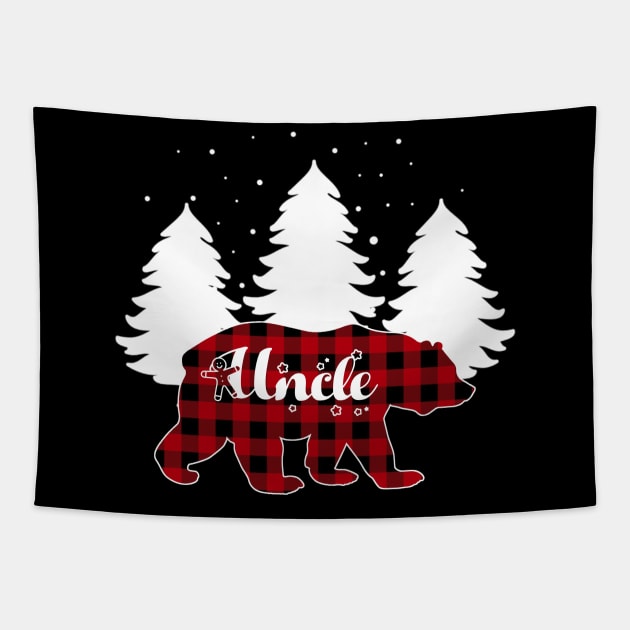 Uncle Bear Buffalo Red Plaid Matching Family Christmas Tapestry by Kagina