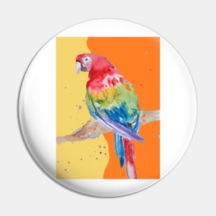 Parrot Watercolor Painting Macaw - Yellow Orange Pin