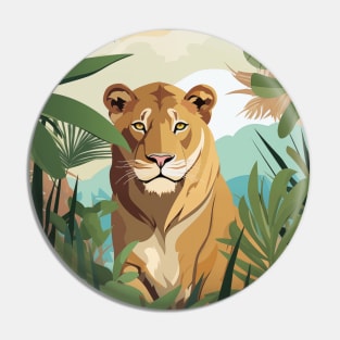 Female Lion In The Jungle Pin