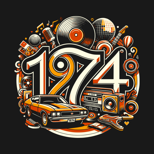 Retro 1974 Vintage Year Celebration Design by Xeire