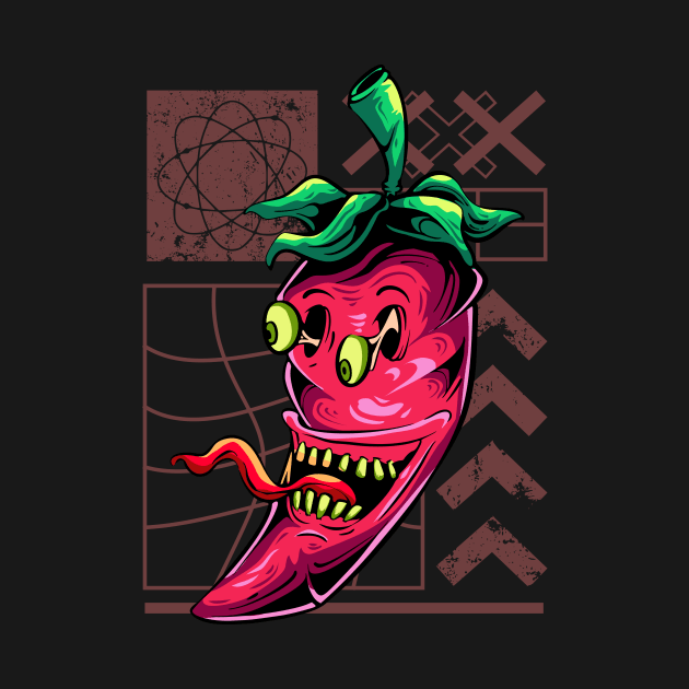 Food Monster, scary chili by Ihsanmtsm Illustration