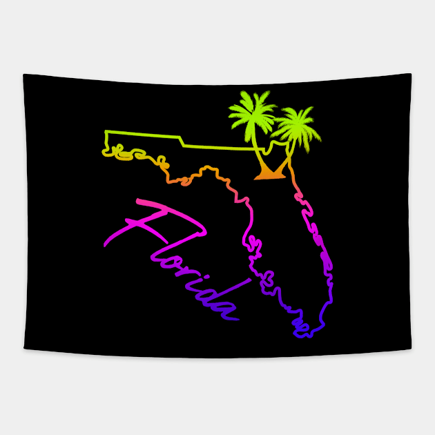 Florida State Neon Lights 80's Vintage Tapestry by PerttyShirty