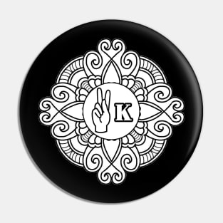 letter K of American Sign Language Pin