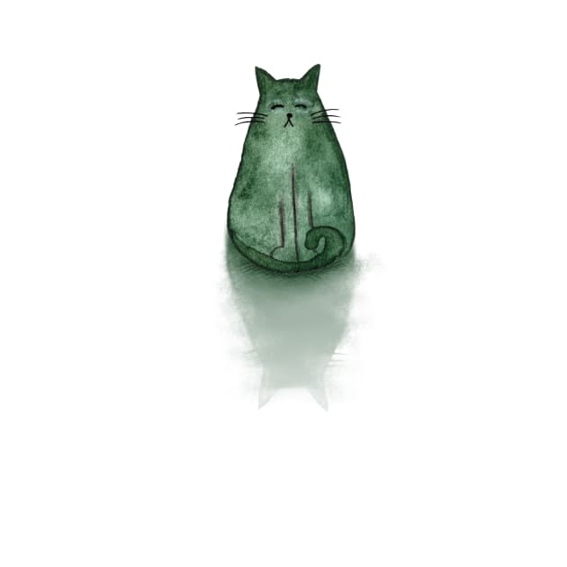 Wise Green Loaf Cat by SophieStockArt