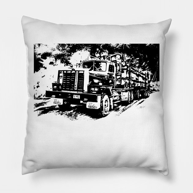 Logging Truck Pillow by AuburnQuailart