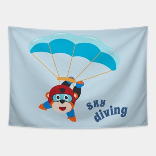Vector illustration of a cute skydiver. Tapestry