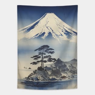 Blue Indigo Japanese Landscape Tapestry