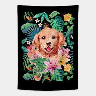 Tropical Golden Retriever Puppy 8 Tapestry