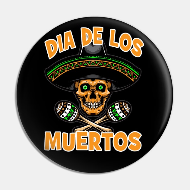 Dia de Los Muertos Day of the Dead Sugar Skull Design Pin by FilsonDesigns