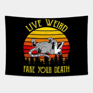 Live Weird Fake Your Death Opossum Ugly Cats Retro Vintage Tapestry