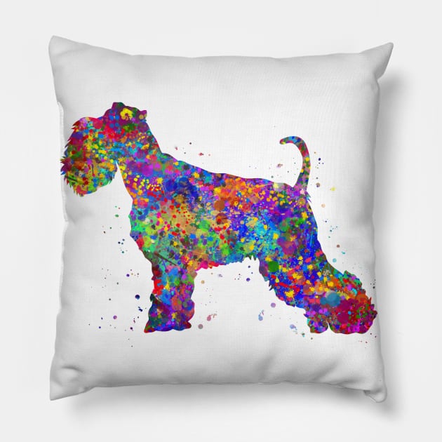 Schnauzer dog watercolor Pillow by Yahya Art