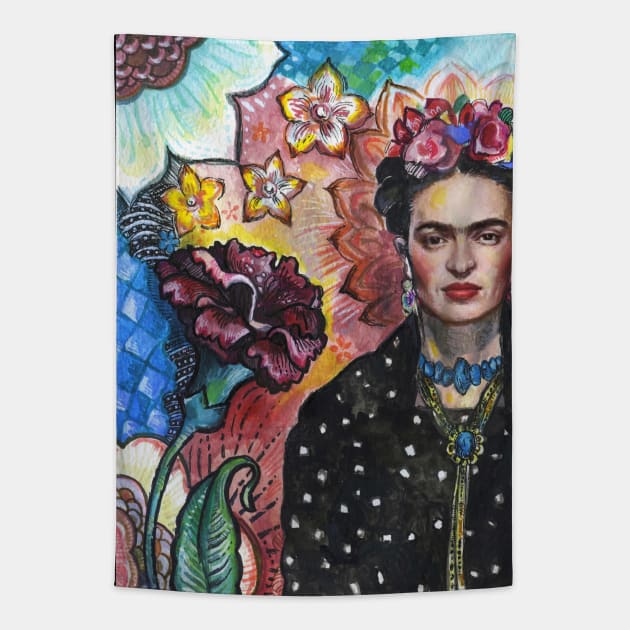 Frida Kahlo portrait - 2 Tapestry by FanitsaArt