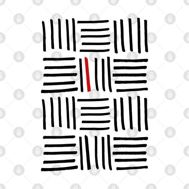BLACK, WHITE, AND RED LINES - Hand Drawn Original Design by VegShop
