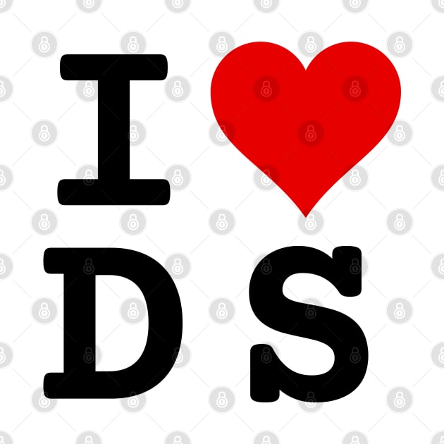 I Love DS | Stylized Abbreviation Heart Logo Black by aRtVerse