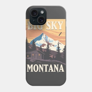 America Big Sky Montana  Country Retro Vintage Style  Travel Poster Apparel Phone Case