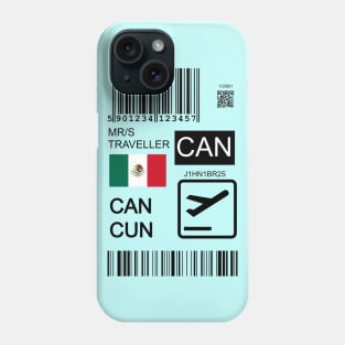 Cancun Mexico travel ticket Phone Case