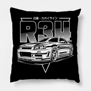 Skyline GTR R34 (White Print) Pillow