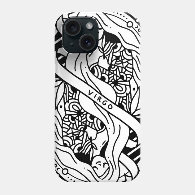 Virgo Astronomical Zodiac with Beautiful Girl Illustration Phone Case by ruangkerja