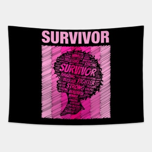 Breast Cancer Survivor African American Woman Pink Afro Tapestry