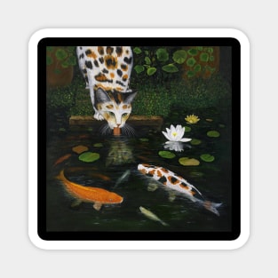 Calico Cat and Koi Fish Magnet