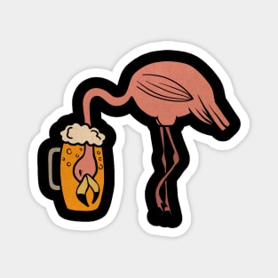 Funny Flamingos Tropical, Drinking Beer Magnet