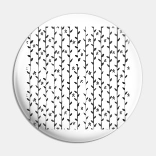 Watercolor Floral Vines Pattern - Black & Gray Pin