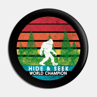 Vintage Retro Hide and Seek Champion Camping Bigfoot Tshirt Pin