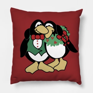 Christmas Penguin Couple In Love Pillow