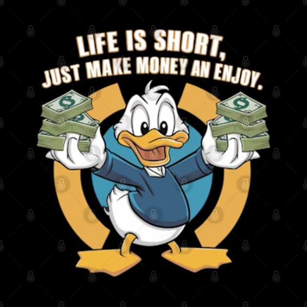 A vectordesign trending concept for A cartoon happy character duck, holding bundles of money in both his hands. (3) by YolandaRoberts