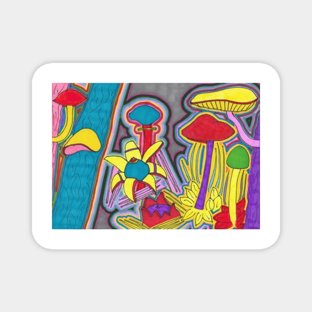 Very Colourful Mushrooms Magnet by JaySnellingArt