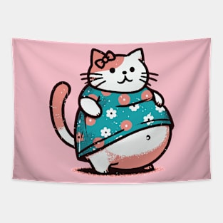 Chubby Cat Lady // Kawaii Cat Lover Tapestry