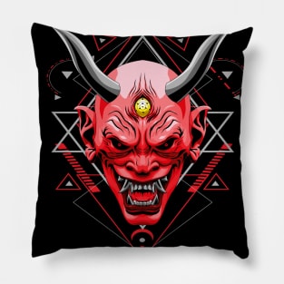 oni mask japan yokai Pillow