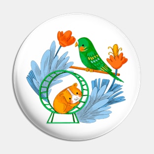 Hamster Bird Hand Drawn Pin