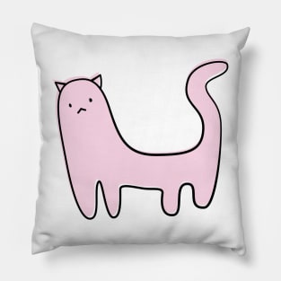 Cute Silly Simple Minimalist Pastel Pink Cat Small Icon Pillow