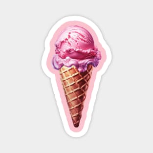 Raspberry Sorbet Sweet Ice Cream Cone Magnet