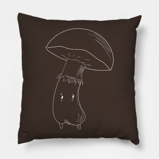 Boletus Mushroom White Lineart Pillow