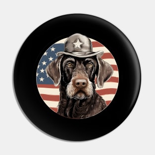 German Wirehaired Pointer 4th of July Pin