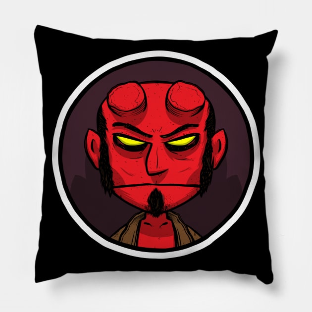 Hellboy Pillow by Baddest Shirt Co.