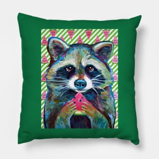 CUTE RACCOON WITH WATERMELON Pillow