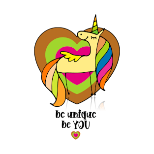 Be Unique, be You, Beautiful Unicorn With Herts T-Shirt