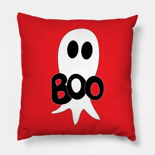 Cute Halloween ghost cartoon with BOO text Pillow