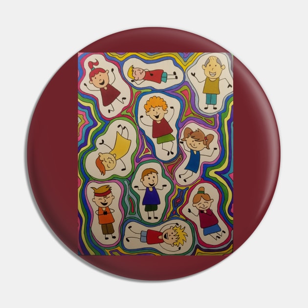 Happy little people Pin by Loose Tangent Arts