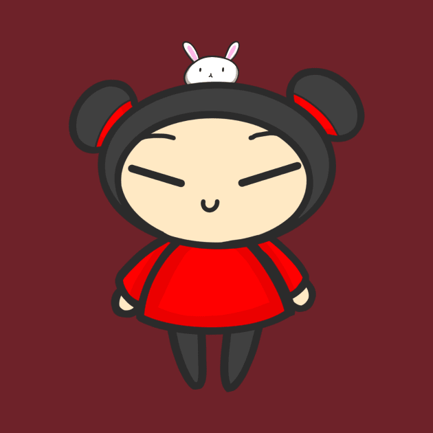 Pucca with a Bunny by aishiiart