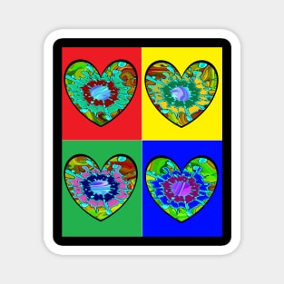pop art hearts red green yellow blue target art Magnet