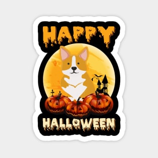 Corgi Scary Pumpkin Moon Halloween Costume Magnet