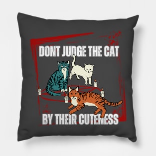 Warning Don't Judge The Cat By Their Cuteness Pillow