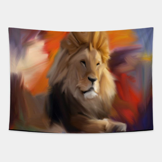 Abstract Lion Painting Painting Tapestry Teepublic