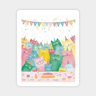 Cute funny cats birthday party Greeting Card Magnet